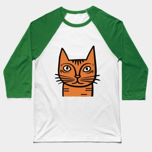 Quirky Orange Cat - Midcentury Illustration Baseball T-Shirt